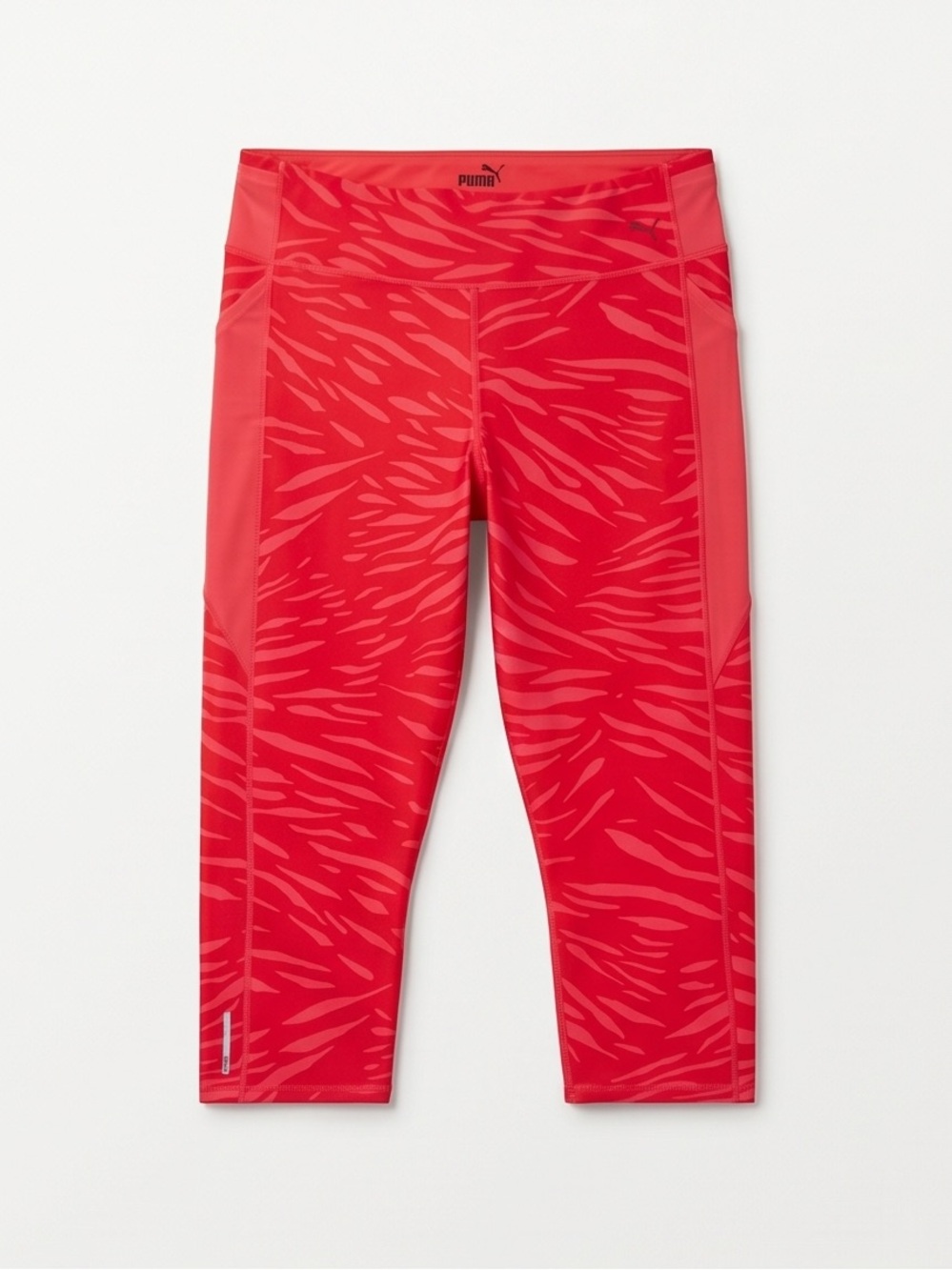 PUMA 2X Neon Pink Zebra Print Capri Leggings Side Pocket Reflective Activewear - Picture 5 of 11